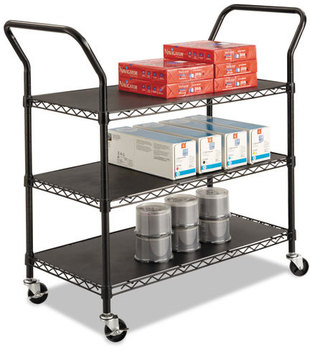Safco® Wire Utility Cart,  Three-Shelf, 43-3/4w x 19-1/4d x 40-1/2h, Black