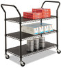 A Picture of product SAF-5338BL Safco® Wire Utility Cart,  Three-Shelf, 43-3/4w x 19-1/4d x 40-1/2h, Black