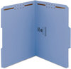 A Picture of product SMD-12040 Smead™ Top Tab Colored Fastener Folders 0.75" Expansion, 2 Fasteners, Letter Size, Blue Exterior, 50/Box