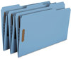 A Picture of product SMD-17040 Smead™ Top Tab Colored Fastener Folders 0.75" Expansion, 2 Fasteners, Legal Size, Blue Exterior, 50/Box