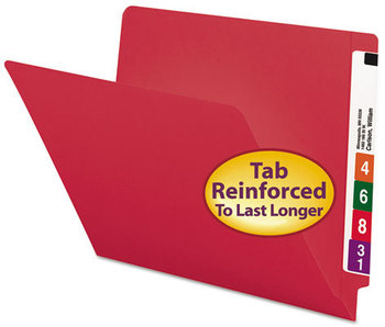 Smead™ Shelf-Master® Reinforced End Tab Colored Folders Straight Tabs, Letter Size, 0.75" Expansion, Red, 100/Box