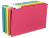 A Picture of product SMD-64159 Smead™ Colored Hanging File Folders with 1/5 Cut Tabs Legal Size, 1/5-Cut Assorted Colors, 25/Box