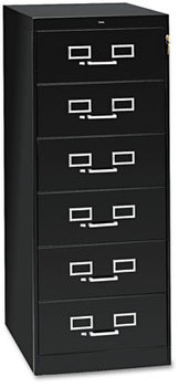 Tennsco Six-Drawer Multimedia/Card File Cabinet,  21-1/4w x 52h, Black