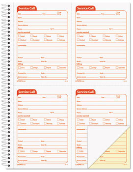 TOPS™ Service Call Book,  4 x 5 1/2, Two-Part Carbonless, 200 Sets/Book