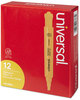 A Picture of product UNV-08863 Universal™ Desk Highlighters Fluorescent Orange Ink, Chisel Tip, Barrel, Dozen