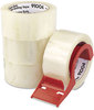 A Picture of product UNV-91004 Universal One™ Heavy-Duty Box Sealing Tape with Dispenser,  48mm x 54.8m, 3" Core, Clear, 4/Pack