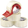 A Picture of product UNV-91004 Universal One™ Heavy-Duty Box Sealing Tape with Dispenser,  48mm x 54.8m, 3" Core, Clear, 4/Pack