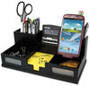 A Picture of product VCT-95255 Victor® Midnight Black Desk Organizer with Smartphone Holder,  10 1/2 x 5 1/2 x 4, Wood