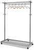A Picture of product ABA-PMLUX6 Alba™ Lux Garment Rack Racks, Two-Sided, 2-Shelf Coat 6 Hanger/6 Hook, 44.8w x 21.67d 70.8h, Silver/Wood
