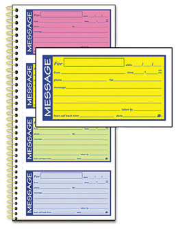 Adams® Wirebound Telephone Message Book,  Two-Part Carbonless, 200 Forms