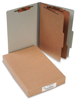 ACCO Pressboard Classification Folders,  Legal, 6-Section, Mist Gray, 10/Box
