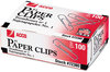 A Picture of product ACC-72380 ACCO Paper Clips #1, Smooth, Silver, 100 Clips/Box, 10 Boxes/Pack