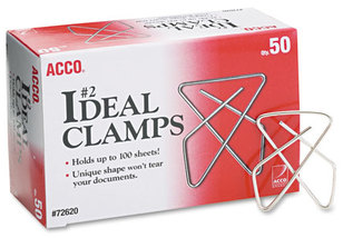 ACCO Ideal Clamps #2, Smooth, Silver, 50/Box