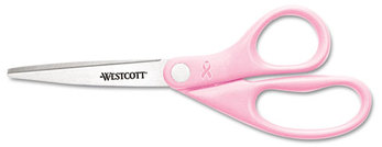 Westcott® All Purpose Pink Ribbon Scissors,  8" Long, Pink