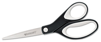 Westcott® KleenEarth® Soft Handle Scissors,  8" Long, Black/Gray
