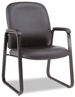 Alera® Genaro High-Back Guest Chair Bonded Leather 24.60" x 24.80" 36.61", Black Seat, Back, Base