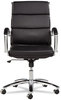 A Picture of product ALE-NR4219 Alera® Neratoli® Mid-Back Slim Profile Chair Faux Leather, Supports Up to 275 lb, Black Seat/Back, Chrome Base