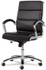 A Picture of product ALE-NR4219 Alera® Neratoli® Mid-Back Slim Profile Chair Faux Leather, Supports Up to 275 lb, Black Seat/Back, Chrome Base