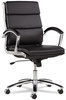 A Picture of product ALE-NR4219 Alera® Neratoli® Mid-Back Slim Profile Chair Faux Leather, Supports Up to 275 lb, Black Seat/Back, Chrome Base