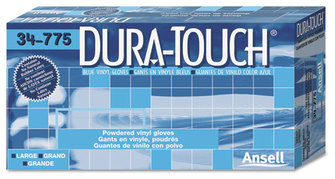 AnsellPro Dura-Touch® Lightly Powdered PVC Gloves. Size Small. Blue. 100 count.