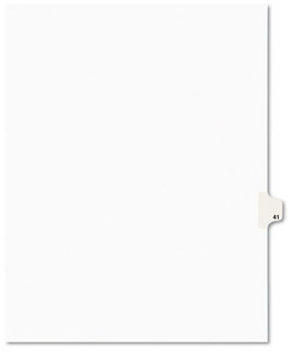 Avery® Preprinted Legal Exhibit Index Tab Dividers with Black and White Tabs,  Title: 41, Letter, White, 25/Pack