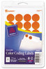 A Picture of product AVE-05465 Avery® Printable Self-Adhesive Removable Color-Coding Labels 0.75" dia, Orange, 24/Sheet, 42 Sheets/Pack, (5465)