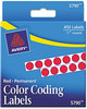 A Picture of product AVE-05790 Avery® Handwrite-Only Permanent Self-Adhesive Round Color-Coding Labels in Dispensers 0.25" dia, Red, 450/Roll, (5790)