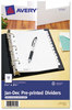 A Picture of product AVE-11315 Avery® Preprinted Tab 5.5" x 8.5" Dividers 12-Tab, Jan. to Dec., 8.5 5.5, White, 1 Set