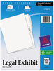 A Picture of product AVE-11381 Avery® Preprinted Legal Exhibit Index Tab Dividers with Black and White Tabs Side Style, 11-Tab, 1 to 10, 11 x 8.5, Set