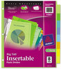 A Picture of product AVE-11901 Avery® Insertable Big Tab™ Plastic Dividers 8-Tab, 11 x 8.5, Assorted, 1 Set