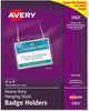 A Picture of product AVE-2922 Avery® Heavy-Duty Secure Top™ Name Badge Holders Hanging-Style Horizontal, 4w x 3h, Clear, 100/Box