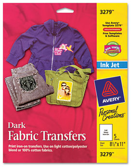 Avery® Fabric Transfers 8.5 x 11, White, 5/Pack