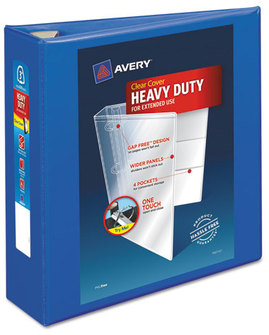 Avery® Heavy-Duty View Binder with DuraHinge® and One Touch EZD® Rings Locking 3 3" Capacity, 11 x 8.5, Pacific Blue