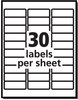 A Picture of product AVE-8460 Avery® Easy Peel® White Address Labels with Sure Feed® Technology w/ Inkjet Printers, 1 x 2.63, 30/Sheet, 100 Sheets/Box