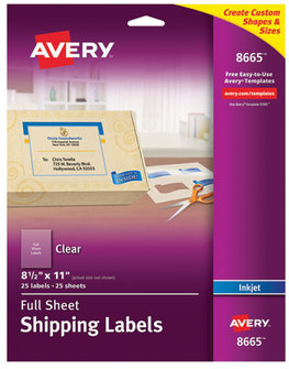 Avery® Matte Clear Shipping Labels Inkjet Printers, 8.5 x 11, 25/Pack