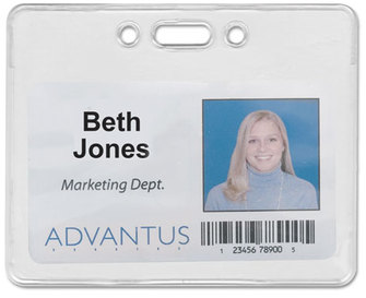 Advantus® Proximity ID Badge Holders,  Horizontal, 3 3/8w x 2 3/8h, Clear, 50/Pack