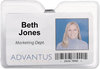 A Picture of product AVT-75456 Advantus® ID Badge Holders with Clip,  Horizontal, 4w x 3h, Clear, 50/Pack