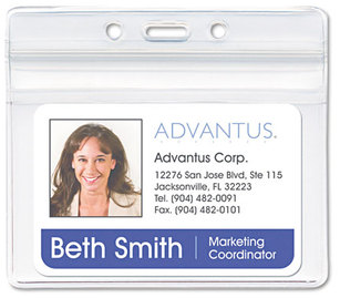 Advantus® Resealable ID Badge Holders,  Horizontal, 3 3/4 x 2 5/8, Clear, 50/Pack