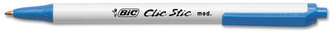 BIC® Clic Stic® Retractable Ballpoint Pen,  Blue Ink, 1mm, Medium, Dozen
