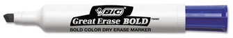BIC® Great Erase® Bold Tank-Style Dry Erase Marker,  Chisel Tip, Blue, Dozen