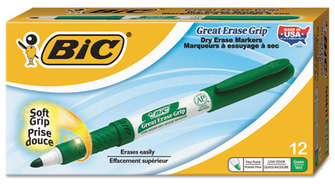 BIC® Great Erase® Grip Fine Point Dry Erase Marker,  Green, Dozen