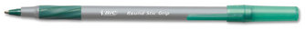 BIC® Round Stic Grip™ Xtra Comfort Ballpoint Pen,  Green Ink, 1.2mm, Medium, Dozen