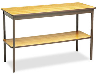 Barricks Utility Table,  Rectangular, 48w x 18d x 30h, Oak/Brown