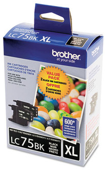 Brother LC752PKS-LC75Y Ink,  Black, 2/PK