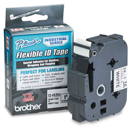 Brother P-Touch® TZe Flexible ID Laminated Labeling Tape,  1in x 26.2ft, Black on White