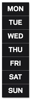 MasterVision® Interchangeable Magnetic Characters,  Days Of The Week, Black/White, 2" x 1"