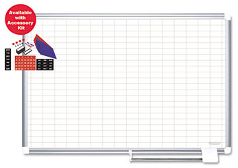 MasterVision® Grid Planning Board,  1x2" Grid, 72x48, White/Silver
