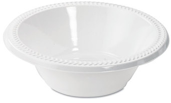 Boardwalk® Hi-Impact Plastic Dinnerware,  Bowl, 12oz, White, 125/Pack, 8 Packs/Carton