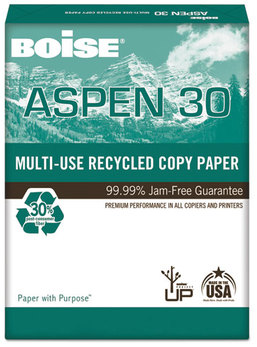 Boise® ASPEN® 30 Multi-Use Recycled Paper,  92 Bright, 20lb, 8 1/2 x 14, White