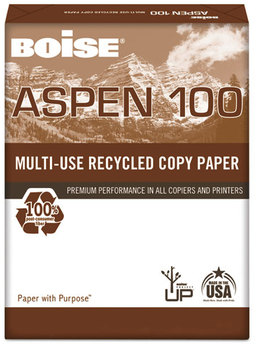 Boise® ASPEN® 100 Multi-Use Recycled Paper,  92 Bright, 20lb, 8-1/2 x 14, White